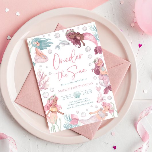Editable Oneder Sea Mermaid Invitation