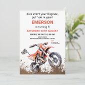 Editable Orange Dirt Bike Anniversaire Invitation (Debout devant)