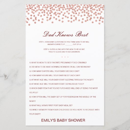 Editable Pa kent best Baby shower game (Voorkant)