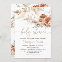 Editable Pampas Grass Baby shower Invitation