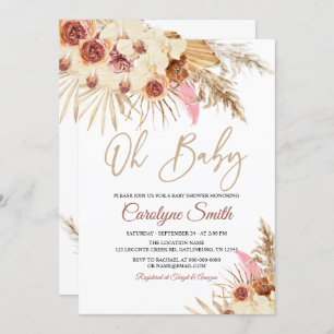 Editable Pampas Grass Oh Baby shower Invitation Kaart