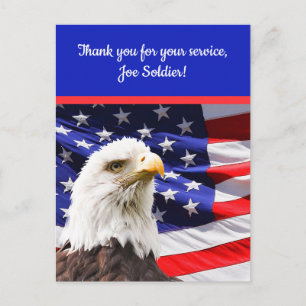 Editable Patriotic Eagle Flag Dank u Briefkaart
