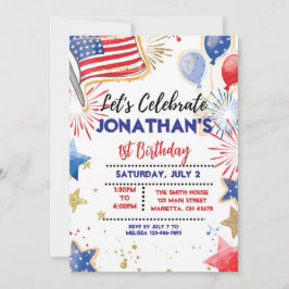 EDITABLE Patriottische Verjaardagsfeest Uitnodigin Kaart