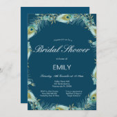 Editable Peacock Bridal Shower Uitnodiging (Voorkant / Achterkant)