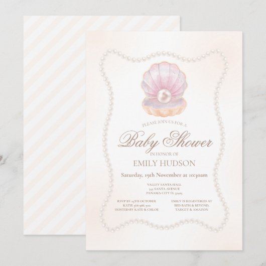 Editable Pearl Invitation (Devant / Derrière)