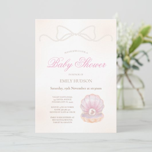 Editable Pearl Invitation (Debout devant)
