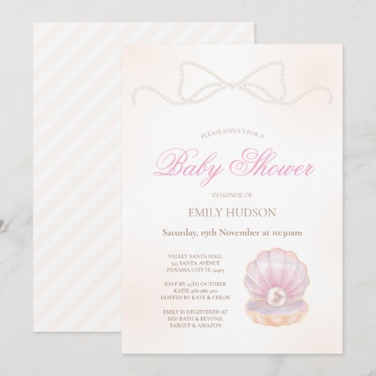 Editable Pearl Invitation (Devant / Derrière)