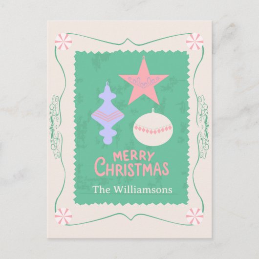 Editable Personalized Candy Christmas Ornament Briefkaart (Voorkant)