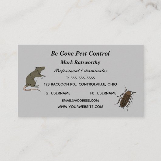 Editable Pest Control Services Visitekaartje (Voorkant)