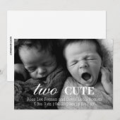 Editable Photo Twins Birth Announcement Card Aankondiging (Voorkant / Achterkant)