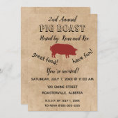 Editable Pig Roast Invitation Kaart (Voorkant / Achterkant)