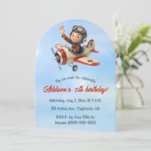 Editable Pilot and Plane Birthday Kaart (Staand voorkant)