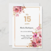 Editable Pink and Gold Quinceañera Invitation (Devant)