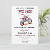 Editable Pink Dirt Bike 2e Invitation anniversaire (Debout devant)