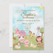 Editable Pink Farm Birthday Invitation (Devant)