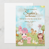 Editable Pink Farm Birthday Invitation (Devant / Derrière)