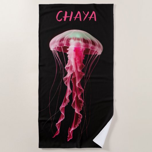 Editable Pink Jellyfish Strandlaken (Voorkant)