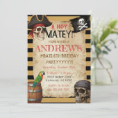 Editable Pirate Party Template Invitation Kaart (Staand voorkant)