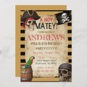 Editable Pirate Party Template Invitation Kaart (Voorkant / Achterkant)