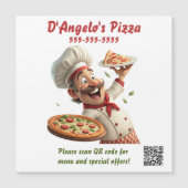 Editable Pizza Restaurant QR Code Magnet (Devant)
