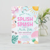 Editable Pool Party Invitation Summer Girl Birthda (Debout devant)