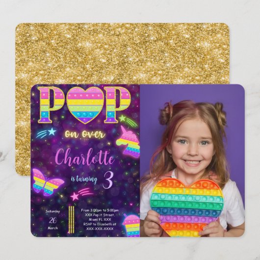 Editable Pop it Anniversaire Photo Invitation (Devant / Derrière)