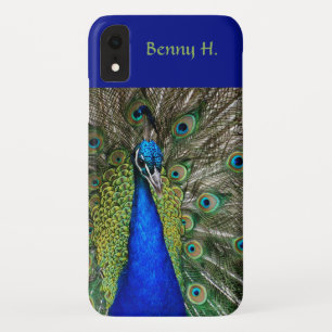 Editable Proud Peacock Blues en Greens iPhone XR Hoesje