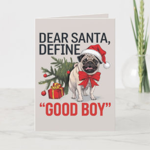 EDITABLE Pug Funny Dog Christmas Kaart