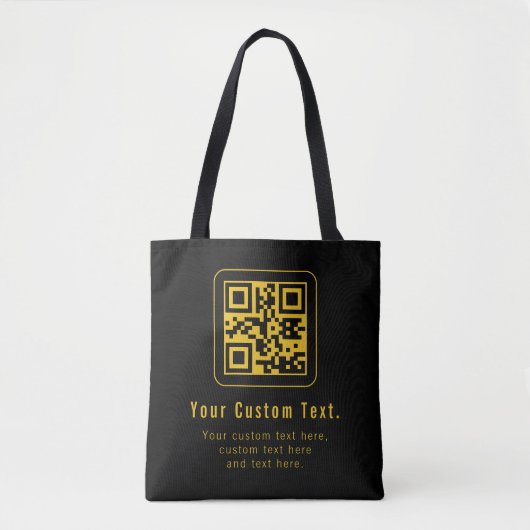 Editable QR Code & Text Template | Black & Gold Draagtas (Voorkant)