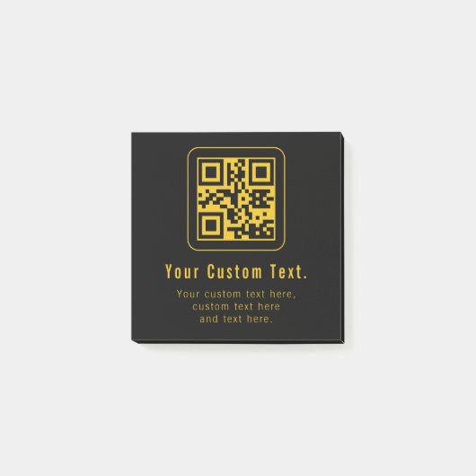 Editable QR Code & Text Template | Black & Gold Post-it® Notes (Voorkant)