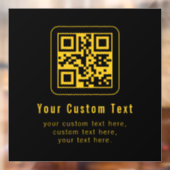 Editable QR Code & Text Template | Black & Gold Raamsticker (Vel 2)