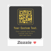 Editable QR Code & Text Template | Black & Gold Sticker (Vel)