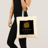 Editable QR Code & Text Template | Black & Gold Tote Bag (Voorkant (product))
