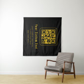 Editable QR Code & Text Template | Black & Gold Wandkleed (In Situ (horizontaal))