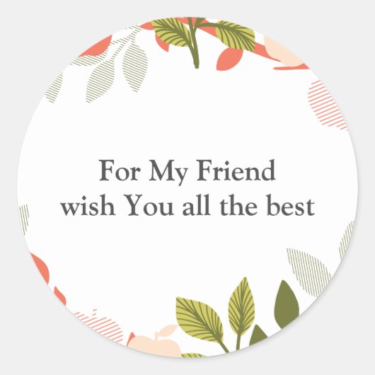 Editable Quottes with Apple Fruit Tree Pattern Ronde Sticker (Voorkant)