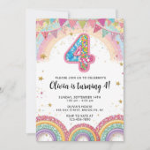 Editable Rainbow Sequin 4th Birthday Invitation (Devant)