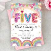 Editable Rainbow Sequin 5th Birthday Invitation