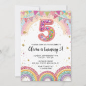 Editable Rainbow Sequin 5th Birthday Invitation (Devant)