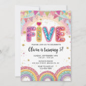 Editable Rainbow Sequin 5th Birthday Invitation (Devant)