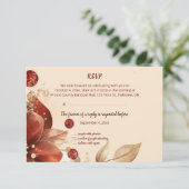 Editable Red Autumn Flowers RSVP Card (Debout devant)
