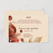Editable Red Autumn Flowers RSVP Card (Devant / Derrière)