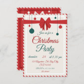 Editable Red Bow Holiday Gathering Invitation (Devant / Derrière)