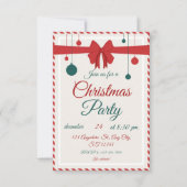 Editable Red Bow Holiday Gathering Invitation Kaart (Voorkant)