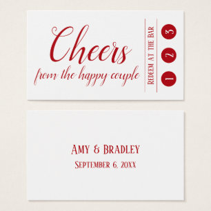 Editable Red on White, 3 Punch Drink Tickets Visitekaartjes