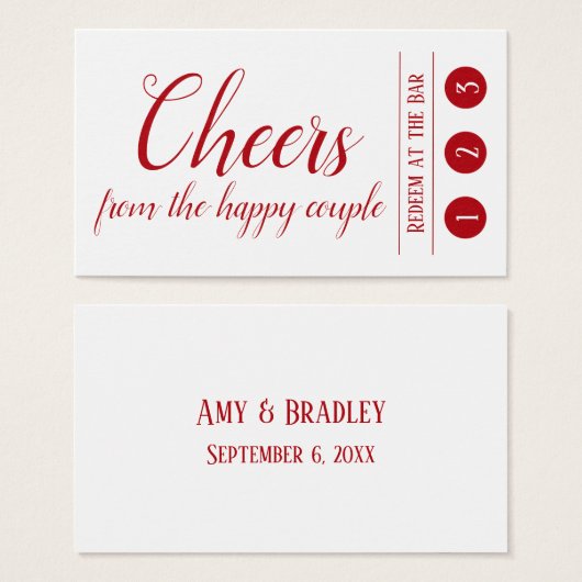 Editable Red on White, 3 Punch Drink Tickets Visitekaartjes (Voorkant /achterkant)