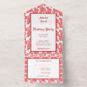 Editable Red White Peppermint All in One Invite Uitnodiging (Binnen)