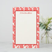 Editable Red White Peppermint Pattern Holiday Briefpapier (Staand voorkant)