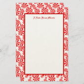 Editable Red White Peppermint Pattern Holiday Briefpapier (Voorkant / Achterkant)