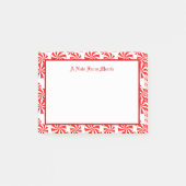 Editable Red White Peppermint Pattern Holiday Post-it® Notes (Voorkant)