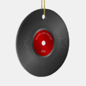 Editable Retro Vinyl Record Kerstmis Keramisch Ornament (Rechts)